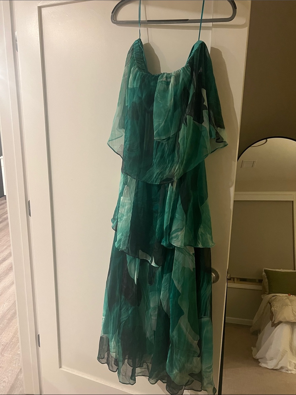Petal & Pup Green Tiered Chiffon Maxi Dress